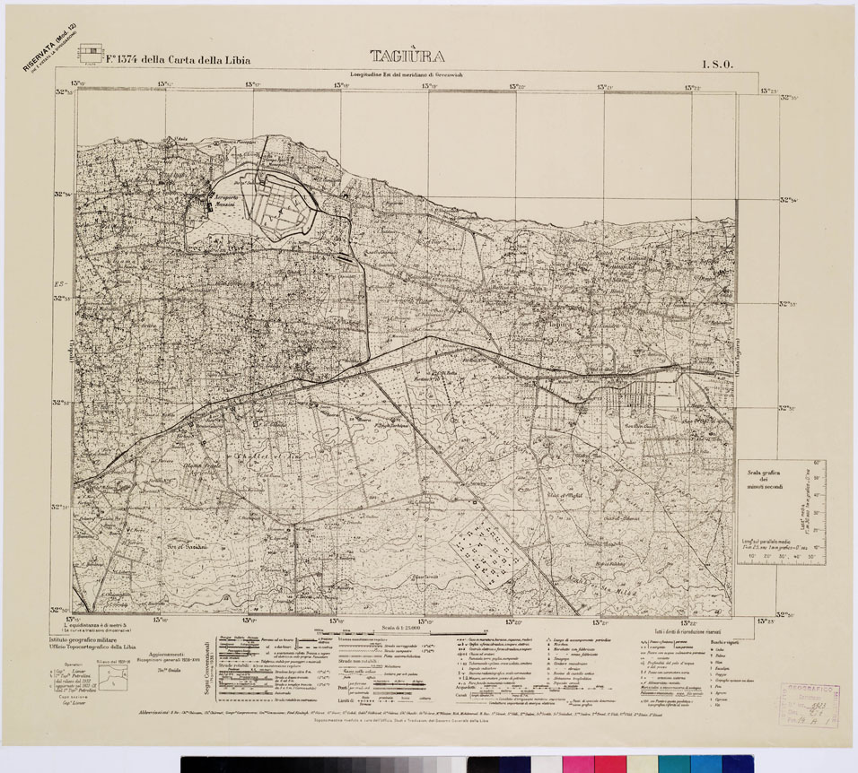 (N:3676) CARTA DELLA TRIPOLITANIA (CARTA DELLA LIBIA) - Foglio 1374 TAGIURA I.S.O. (B0011491) Carte e stampe antiche: riproduzione a colori su carta (formato A1)