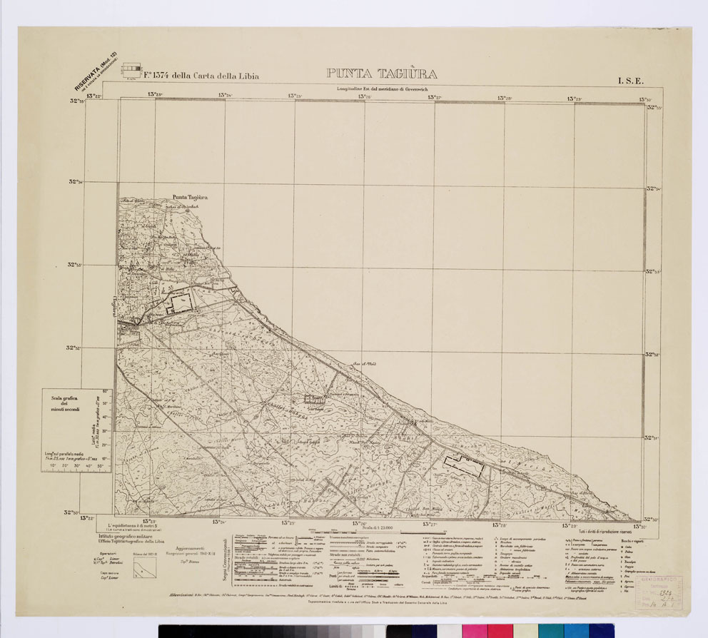 (N:3675) CARTA DELLA TRIPOLITANIA (CARTA DELLA LIBIA) - Foglio 1374 PUNTA TAGIURA I.S.E. (B0011492) Carte e stampe antiche: riproduzione a colori su carta (formato A1)