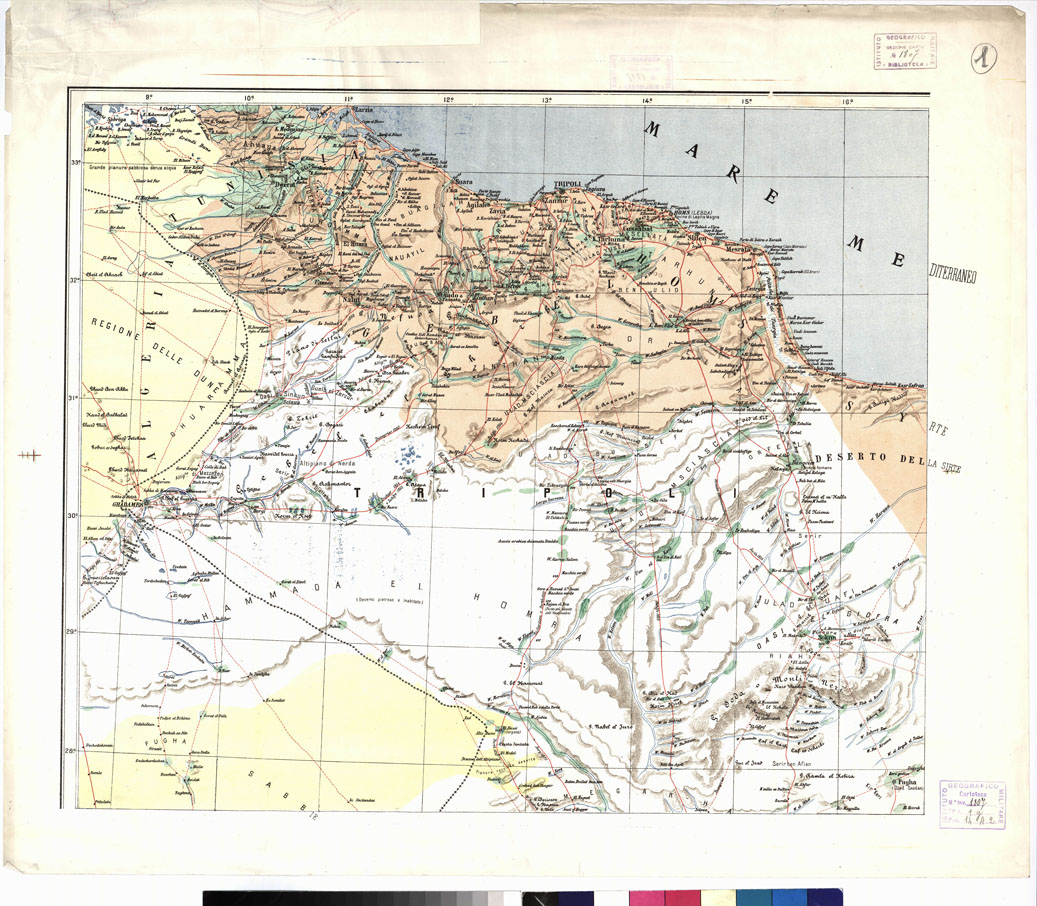 (N:4480) CARTA DIMOSTRATIVA DELLA TRIPOLITANIA - Foglio 1 (B0011503) Carte e stampe antiche: riproduzione a colori su carta (formato A1)