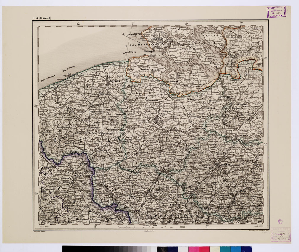 (N:10188) GENERAL KARTE VON CENTRAL EUROPA - C 4 (BRUSSEL) (B0011530) Carte e stampe antiche: riproduzione a colori su carta (formato A1)