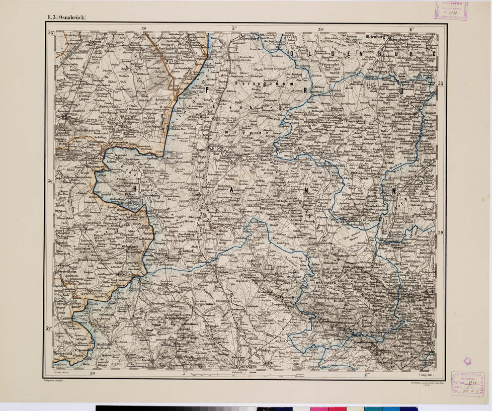 (N:10211) GENERAL KARTE VON CENTRAL EUROPA - E 3 (OSNABRUCK) (B0011553) Carte e stampe antiche: riproduzione a colori su carta (formato A1)