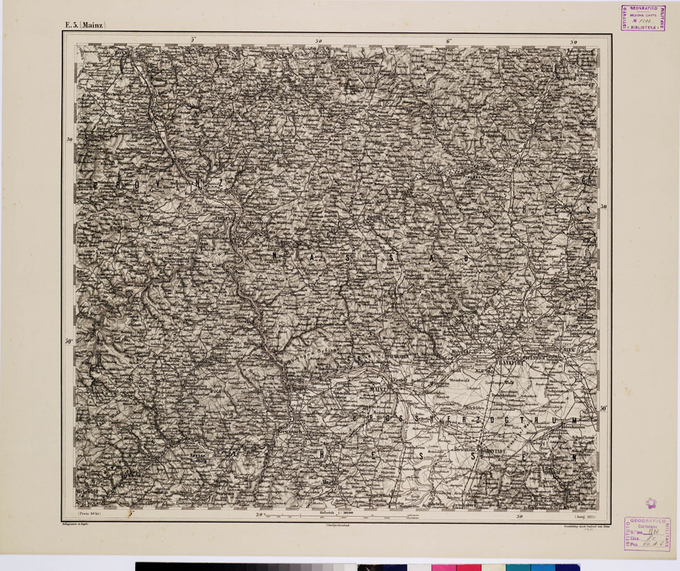(N:10213) GENERAL KARTE VON CENTRAL EUROPA - E 5 (MAINZ) (B0011555) Carte e stampe antiche: riproduzione a colori su carta (formato A1)