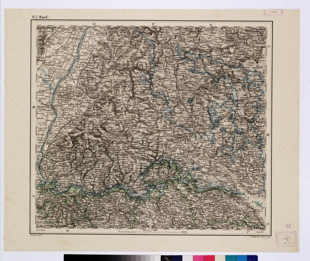 (N:10215) GENERAL KARTE VON CENTRAL EUROPA - E 7 (BASEL) (B0011557) Carte e stampe antiche: riproduzione a colori su carta (formato A1)