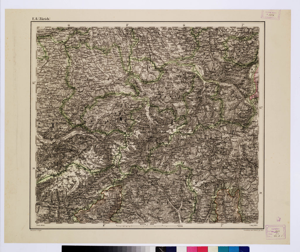 (N:10216) GENERAL KARTE VON CENTRAL EUROPA - E 8 (ZURICH) (B0011558) Carte e stampe antiche: riproduzione a colori su carta (formato A1)