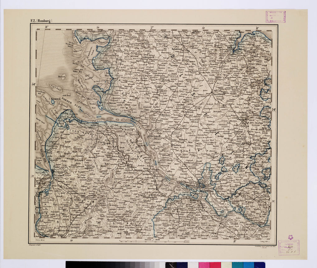 (N:10222) GENERAL KARTE VON CENTRAL EUROPA - F 2 (HAMBURG) (B0011564) Carte e stampe antiche: riproduzione a colori su carta (formato A1)