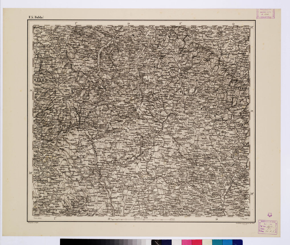 (N:10225) GENERAL KARTE VON CENTRAL EUROPA - F 5 (FULDA) (B0011567) Carte e stampe antiche: riproduzione a colori su carta (formato A1)