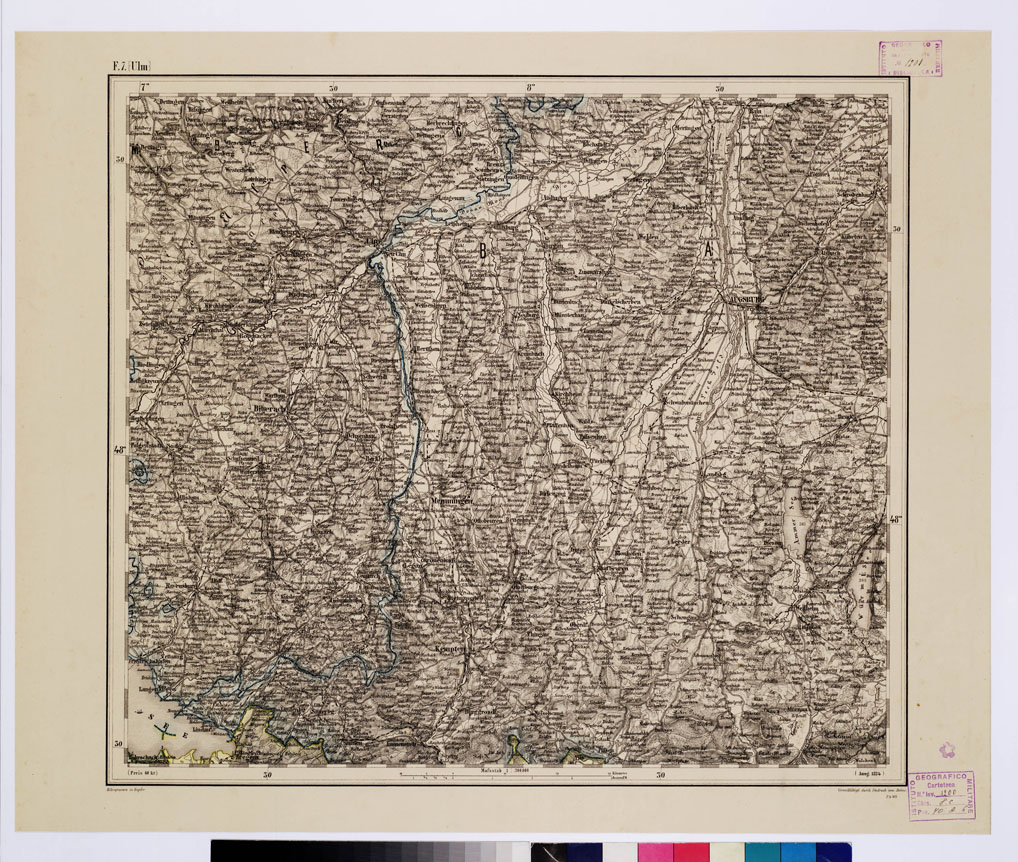 (N:10227) GENERAL KARTE VON CENTRAL EUROPA - F 7 (ULM) (B0011569) Carte e stampe antiche: riproduzione a colori su carta (formato A1)