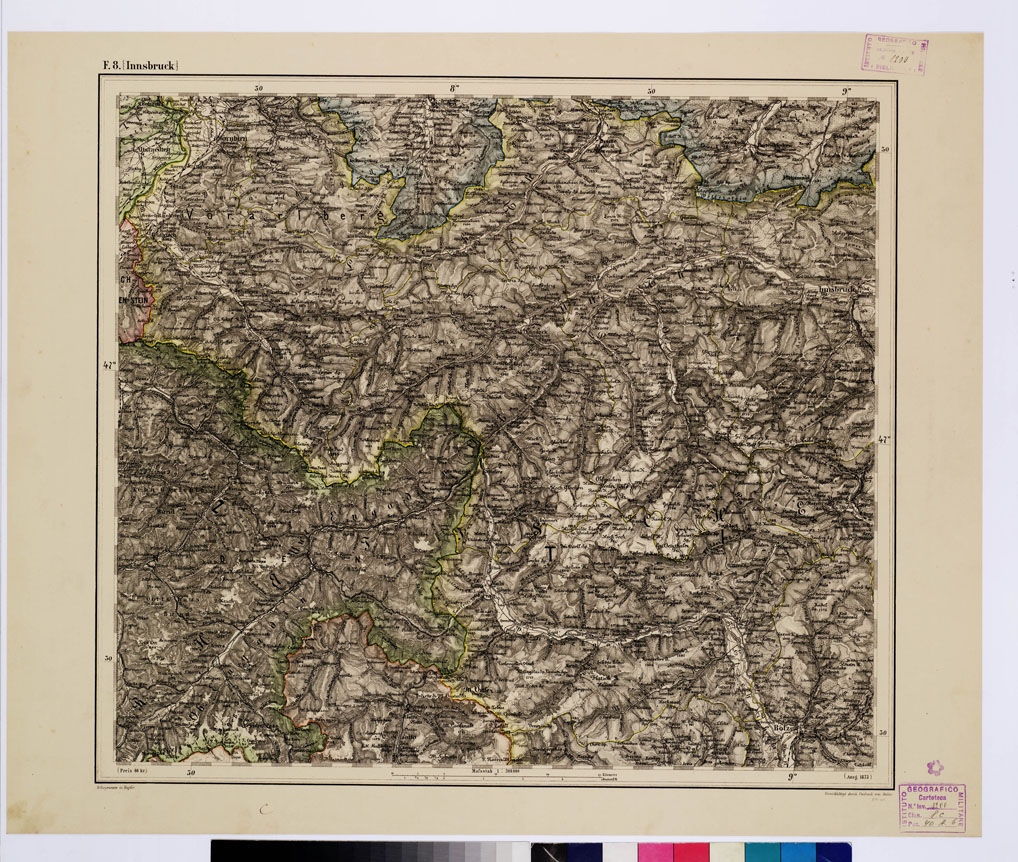 (N:10228) GENERAL KARTE VON CENTRAL EUROPA - F 8 (INNSBRUCK) (B0011570) Carte e stampe antiche: riproduzione a colori su carta (formato A1)