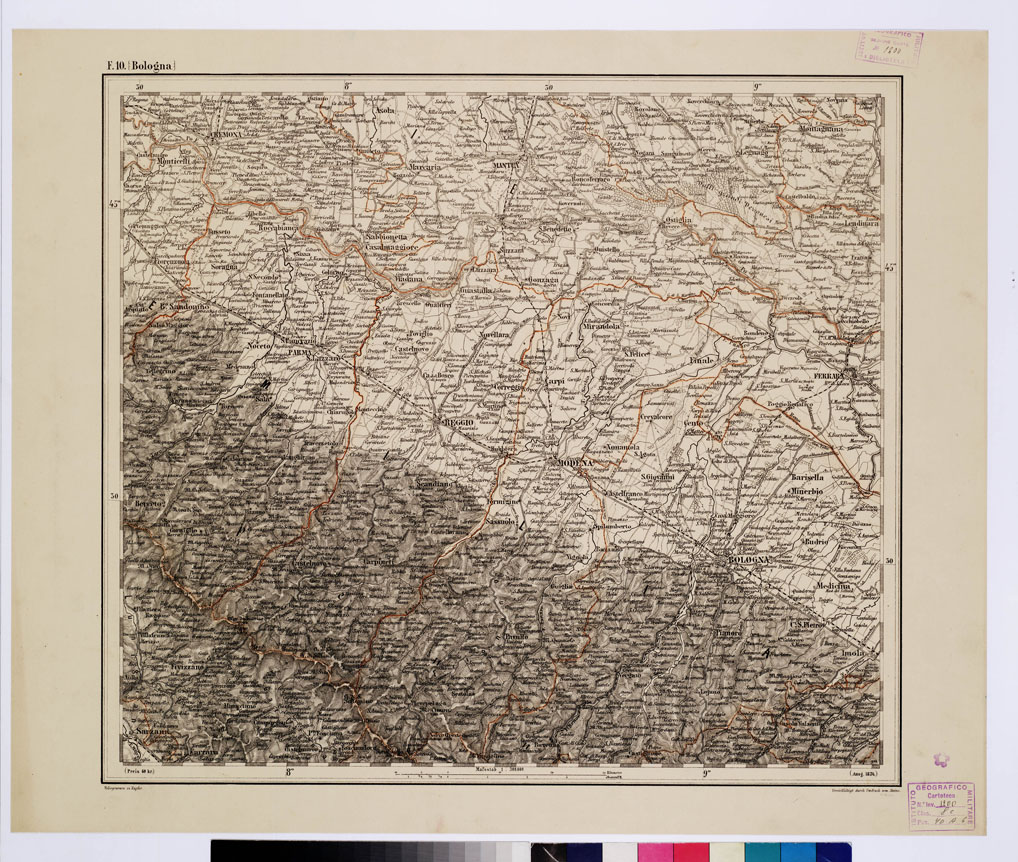 (N:10219) GENERAL KARTE VON CENTRAL EUROPA - F 10 (BOLOGNA) (B0011572) Carte e stampe antiche: riproduzione a colori su carta (formato A1)