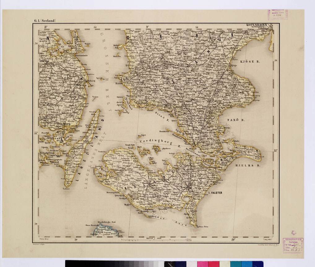 (N:10231) GENERAL KARTE VON CENTRAL EUROPA - G 1 (SEELAND) (B0011575) Carte e stampe antiche: riproduzione a colori su carta (formato A1)