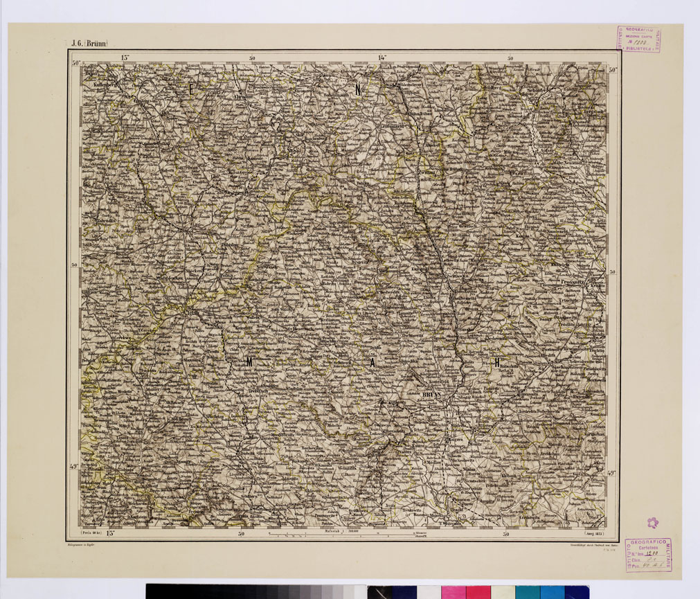 (N:10263) GENERAL KARTE VON CENTRAL EUROPA - J 6 (BRUNN) (B0011604) Carte e stampe antiche: riproduzione a colori su carta (formato A1)