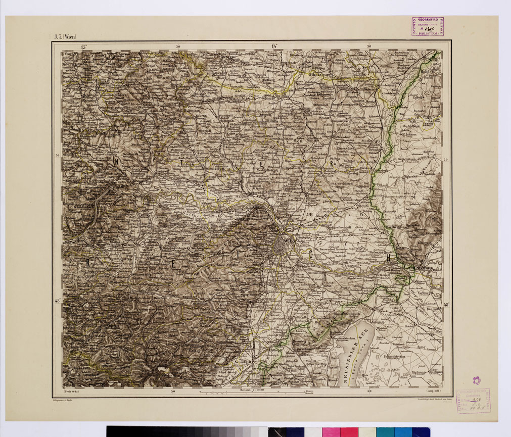 (N:10264) GENERAL KARTE VON CENTRAL EUROPA - J 7 (WIEN) (B0011605) Carte e stampe antiche: riproduzione a colori su carta (formato A1)