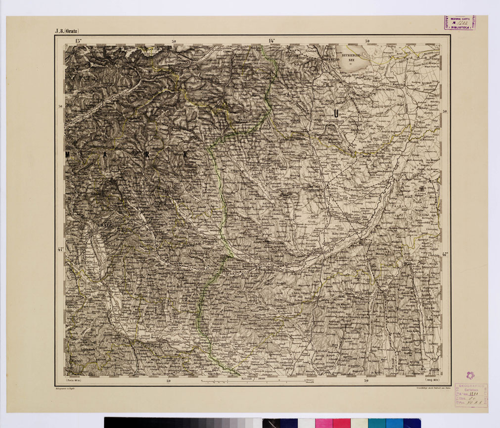 (N:10265) GENERAL KARTE VON CENTRAL EUROPA - J 8 (GRATZ) (B0011606) Carte e stampe antiche: riproduzione a colori su carta (formato A1)
