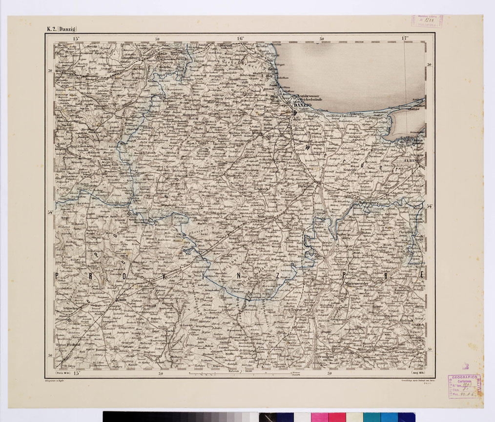 (N:10272) GENERAL KARTE VON CENTRAL EUROPA - K 2 (DANZIG) (B0011611) Carte e stampe antiche: riproduzione a colori su carta (formato A1)