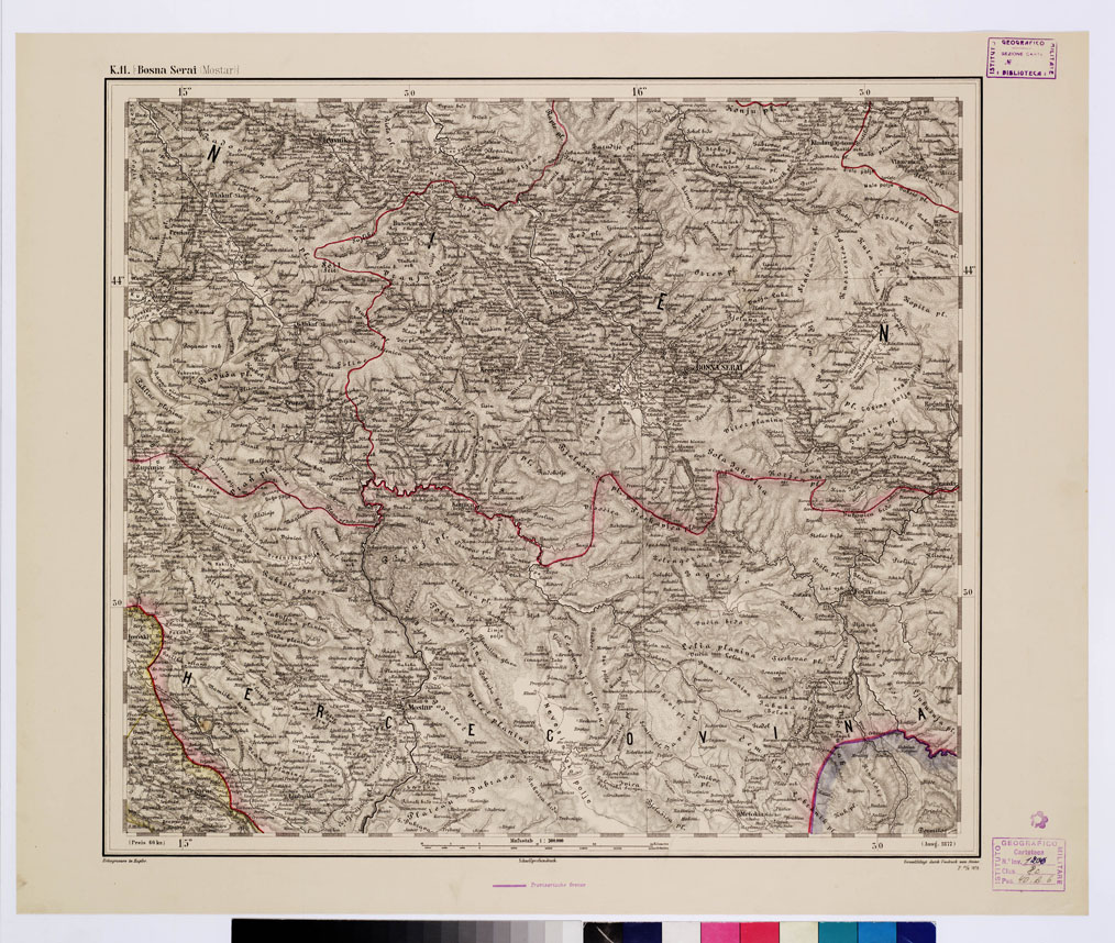 (N:10270) GENERAL KARTE VON CENTRAL EUROPA - K 11 BOSNA SERAI - MOSTAR (B0011620) Carte e stampe antiche: riproduzione a colori su carta (formato A1)