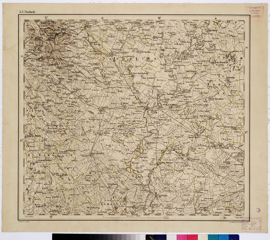 (N:10289) GENERAL KARTE VON CENTRAL EUROPA - L 8 (SZOLNOK) (B0011629) Carte e stampe antiche: riproduzione a colori su carta (formato A1)
