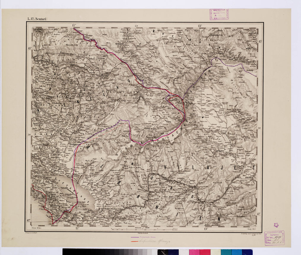 (N:10282) GENERAL KARTE VON CENTRAL EUROPA - L 12 SCUTARI (B0011633) Carte e stampe antiche: riproduzione a colori su carta (formato A1)