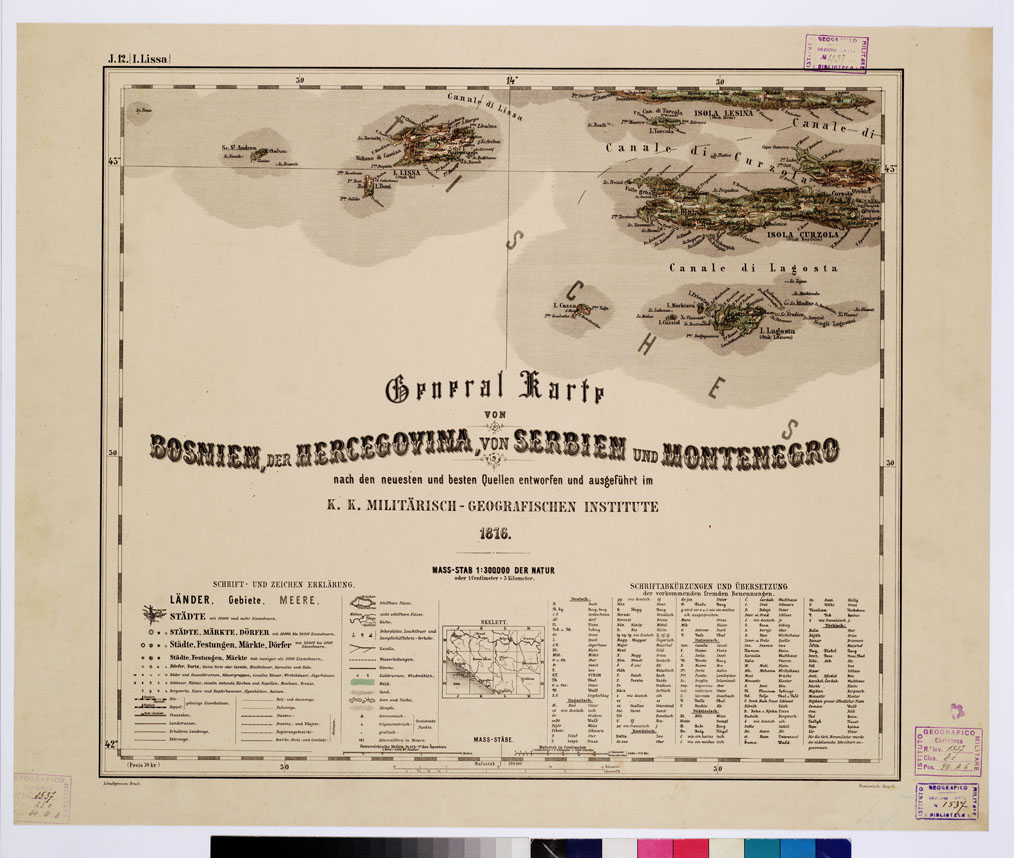 (N:10258) GENERAL KARTE VON CENTRAL EUROPA - J 12 I. LISSA (B0011643) Carte e stampe antiche: riproduzione a colori su carta (formato A1)