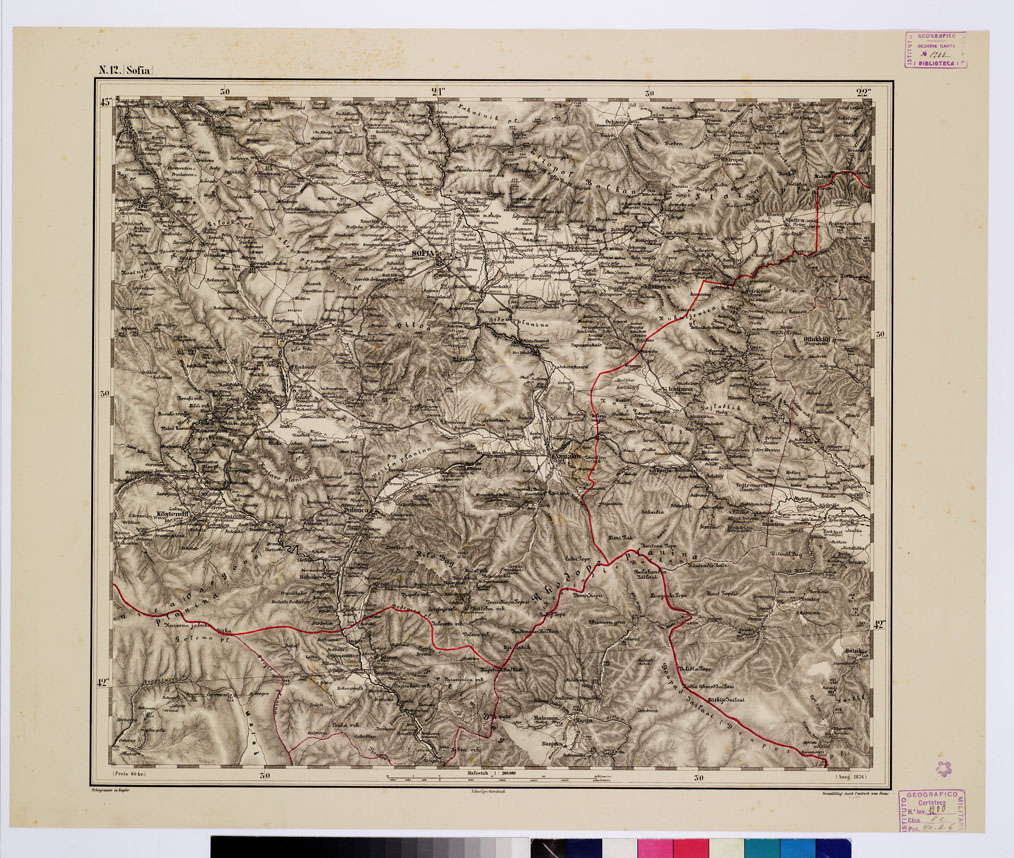(N:10307) GENERAL KARTE VON CENTRAL EUROPA - N 12 SOFIA (B0011658) Carte e stampe antiche: riproduzione a colori su carta (formato A1)