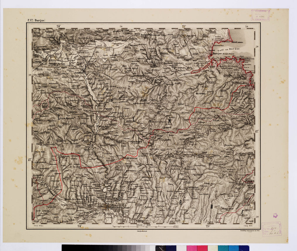 (N:10332) GENERAL KARTE VON CENTRAL EUROPA - P 12 BURGAS (B0011682) Carte e stampe antiche: riproduzione a colori su carta (formato A1)