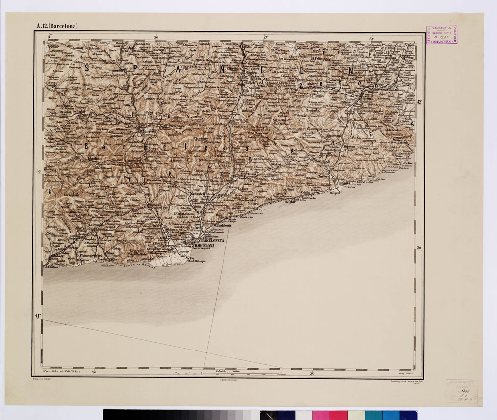 (N:9970) GENERAL KARTE VON CENTRAL EUROPA - A 12 (BARCELONA) (B0011711) Carte e stampe antiche: riproduzione a colori su carta (formato A1)