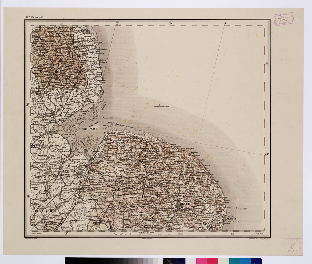 (N:9983) GENERAL KARTE VON CENTRAL EUROPA - B 2 (NORWICH) (B0011713) Carte e stampe antiche: riproduzione a colori su carta (formato A1)