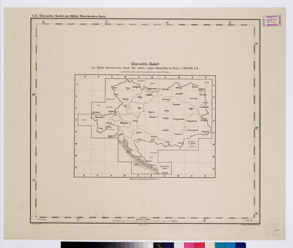 (N:9994) GENERAL KARTE VON CENTRAL EUROPA - C 12 (UBERSICHTS-SKELETT-ZUR MILITAR MARSCHROUTEN KARTE) (B0011735) Carte e stampe antiche: riproduzione a colori su carta (formato A1)