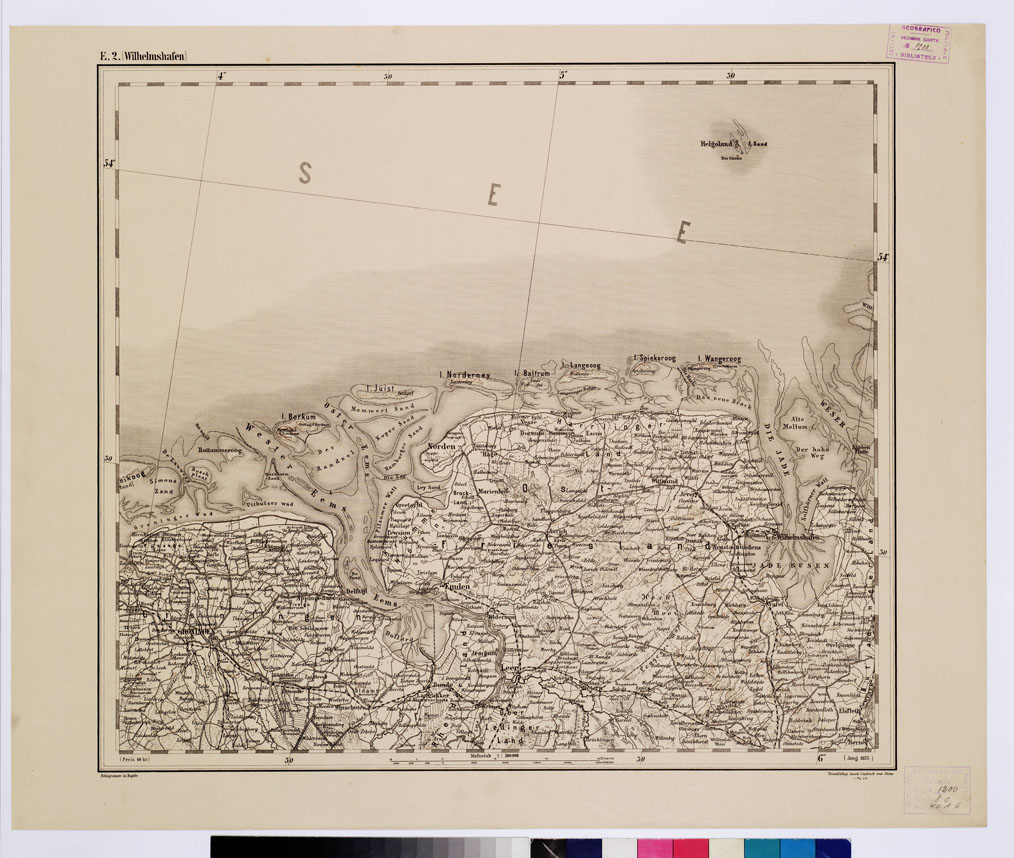 (N:10019) GENERAL KARTE VON CENTRAL EUROPA - E 2 (WILHELMSHAFEN) (B0011749) Carte e stampe antiche: riproduzione a colori su carta (formato A1)