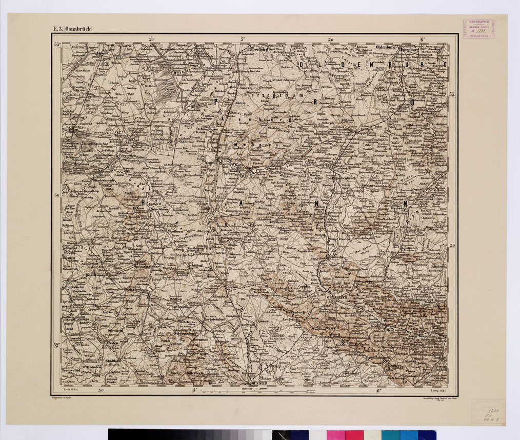 (N:10020) GENERAL KARTE VON CENTRAL EUROPA - E 3 (OSNABRUCK) (B0011750) Carte e stampe antiche: riproduzione a colori su carta (formato A1)
