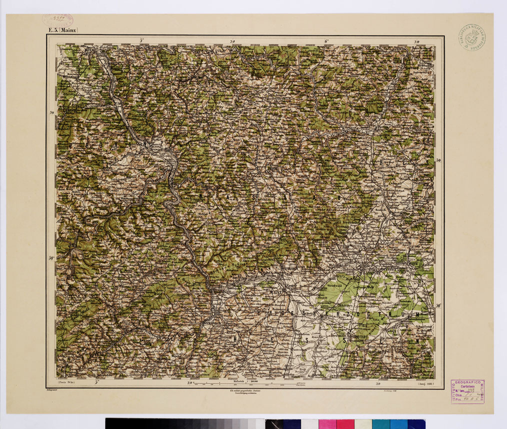 (N:10022) GENERAL KARTE VON CENTRAL EUROPA - E 5 (MAINZ) (B0011752) Carte e stampe antiche: riproduzione a colori su carta (formato A1)