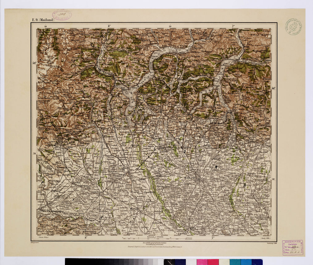 (N:10026) GENERAL KARTE VON CENTRAL EUROPA - E 9 (MAILAND) (B0011756) Carte e stampe antiche: riproduzione a colori su carta (formato A1)