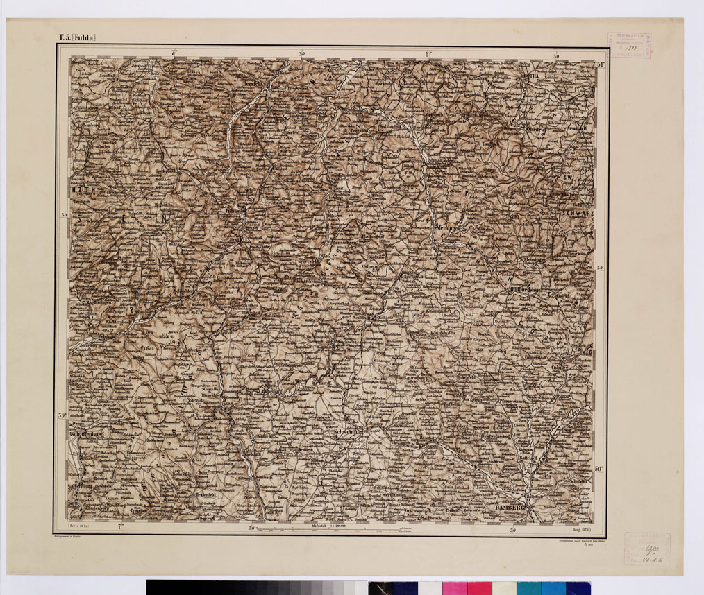(N:10034) GENERAL KARTE VON CENTRAL EUROPA - F 5 (FULDA) (B0011764) Carte e stampe antiche: riproduzione a colori su carta (formato A1)