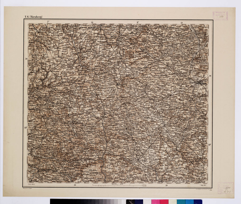(N:10035) GENERAL KARTE VON CENTRAL EUROPA - F 6 (NURNBERG) (B0011765) Carte e stampe antiche: riproduzione a colori su carta (formato A1)