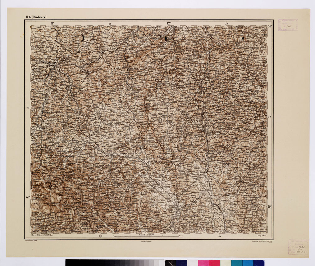 (N:10059) GENERAL KARTE VON CENTRAL EUROPA - H 6 (BUDWEIS) (B0011789) Carte e stampe antiche: riproduzione a colori su carta (formato A1)