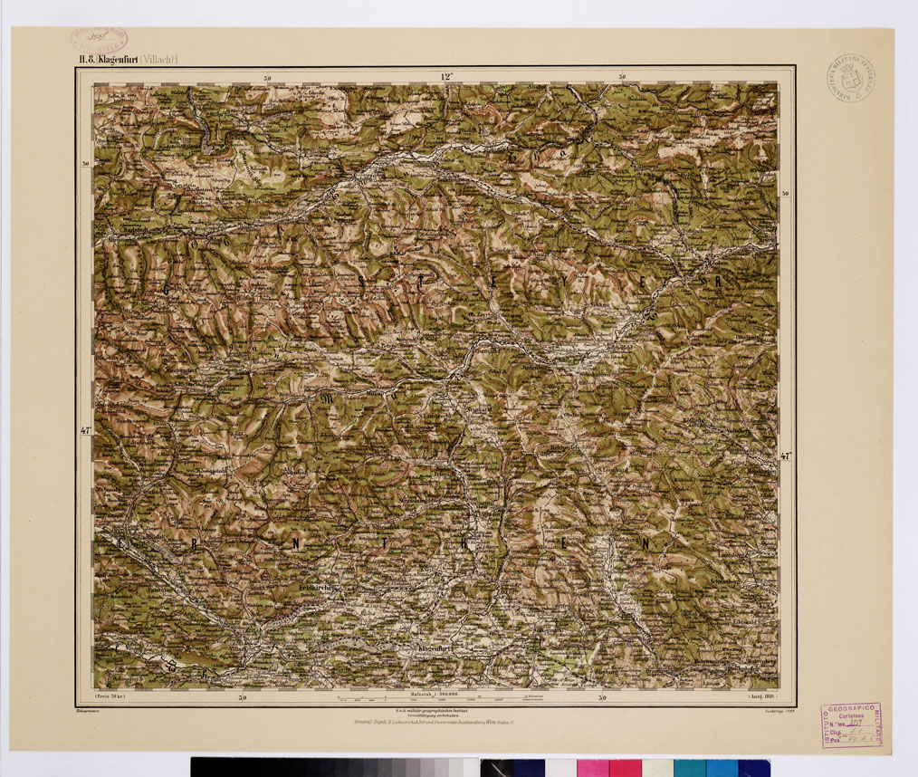 (N:10061) GENERAL KARTE VON CENTRAL EUROPA - H 8 (KLAGENFURT) (B0011791) Carte e stampe antiche: riproduzione a colori su carta (formato A1)