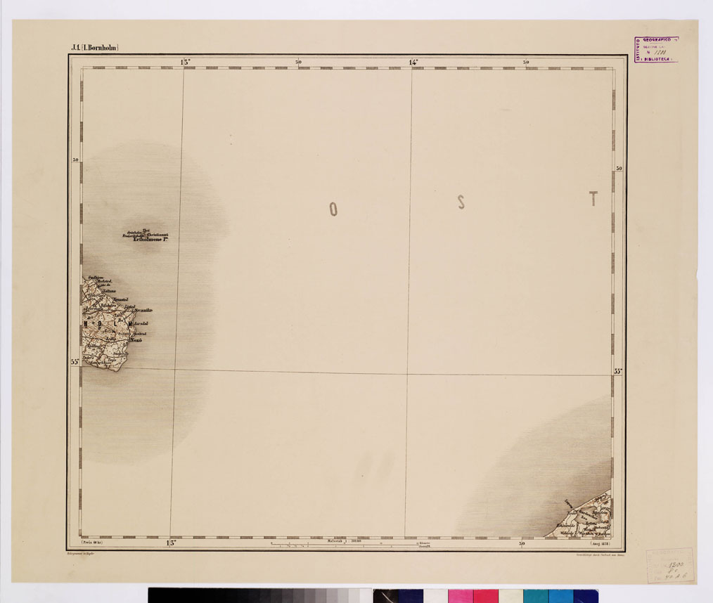 (N:10063) GENERAL KARTE VON CENTRAL EUROPA - J 1 (I.BORNHOLM) (B0011796) Carte e stampe antiche: riproduzione a colori su carta (formato A1)