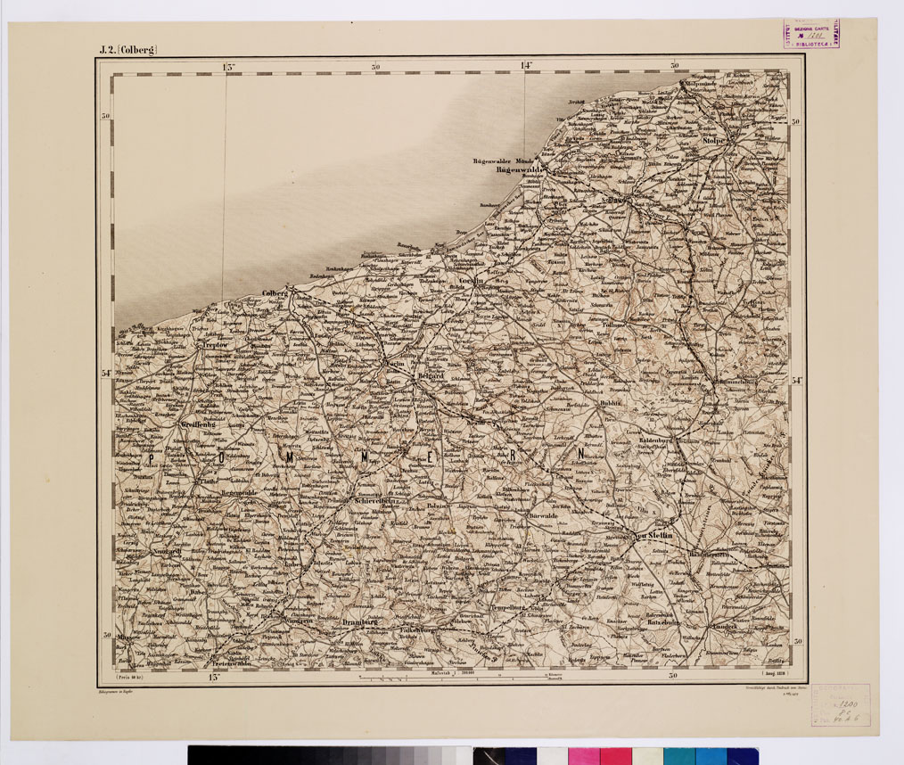 (N:10067) GENERAL KARTE VON CENTRAL EUROPA - J 2 (COLBERG) (B0011797) Carte e stampe antiche: riproduzione a colori su carta (formato A1)