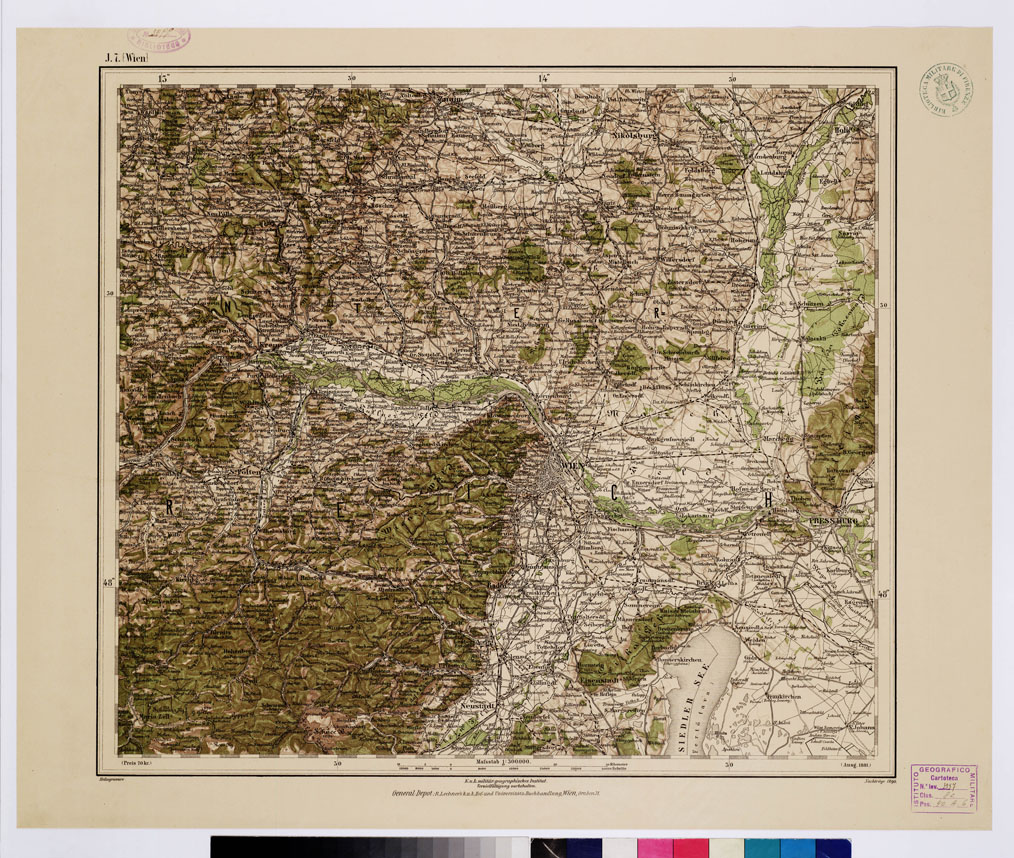 (N:10072) GENERAL KARTE VON CENTRAL EUROPA - J 7 (WIEN) (B0011802) Carte e stampe antiche: riproduzione a colori su carta (formato A1)