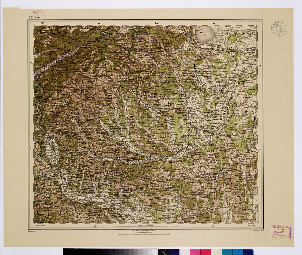 (N:10073) GENERAL KARTE VON CENTRAL EUROPA - J 8 (GRAZ) (B0011803) Carte e stampe antiche: riproduzione a colori su carta (formato A1)