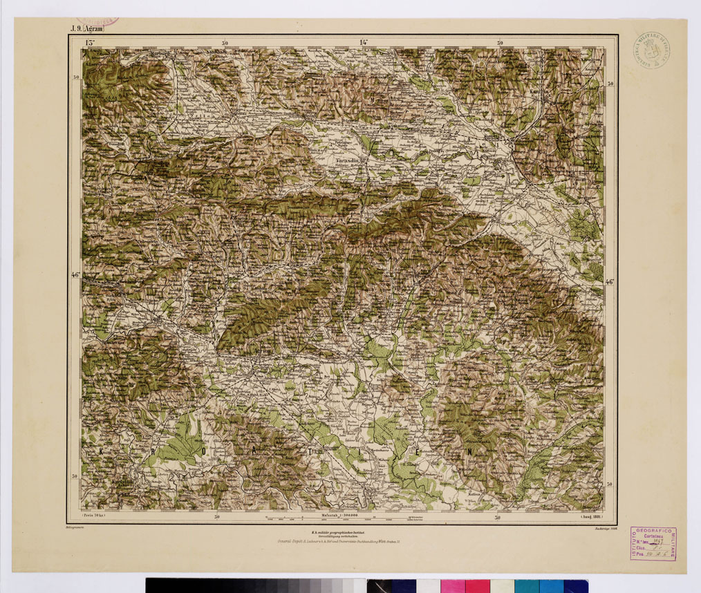 (N:10074) GENERAL KARTE VON CENTRAL EUROPA - J 9 (AGRAM) (B0011804) Carte e stampe antiche: riproduzione a colori su carta (formato A1)