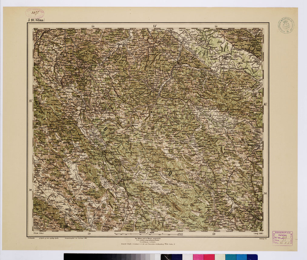 (N:10064) GENERAL KARTE VON CENTRAL EUROPA - J 10 (GLINA) (B0011805) Carte e stampe antiche: riproduzione a colori su carta (formato A1)