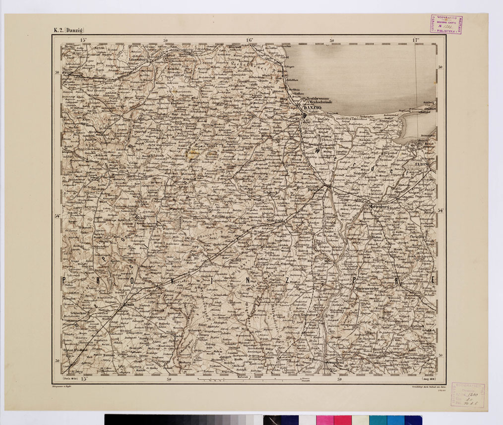(N:10079) GENERAL KARTE VON CENTRAL EUROPA - K 2 (DANZIG) (B0011809) Carte e stampe antiche: riproduzione a colori su carta (formato A1)