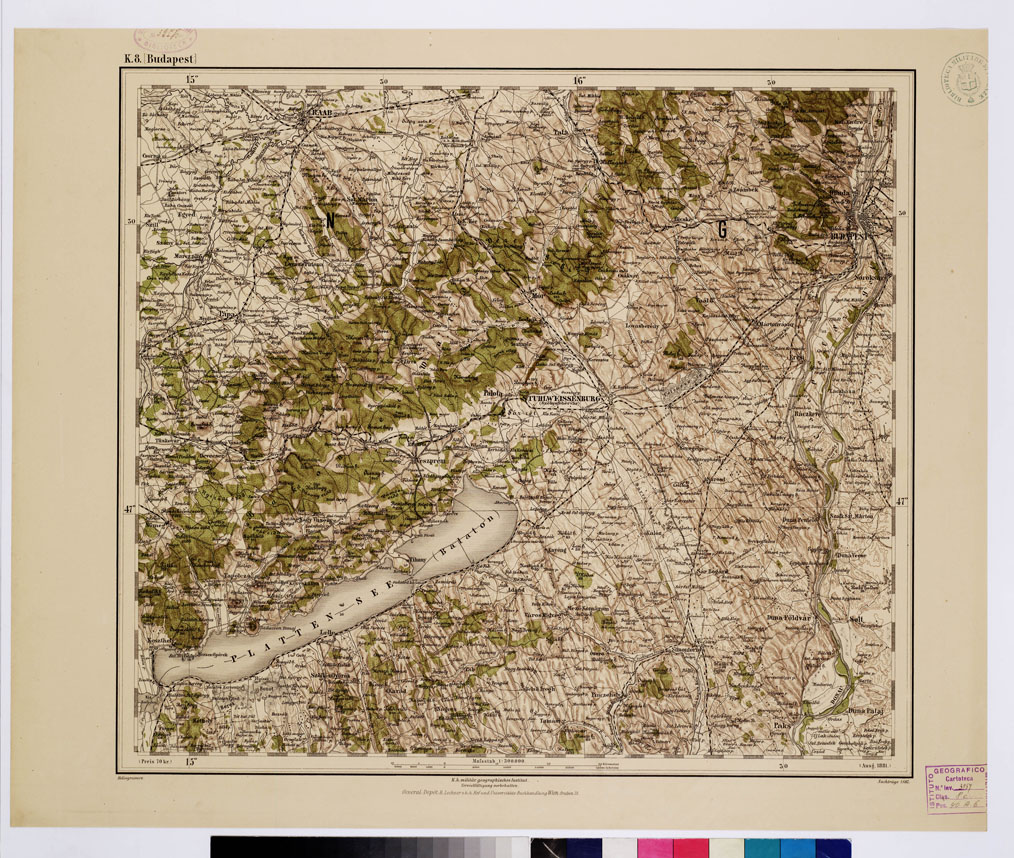 (N:10085) GENERAL KARTE VON CENTRAL EUROPA - K 8 (BUDAPEST) (B0011815) Carte e stampe antiche: riproduzione a colori su carta (formato A1)
