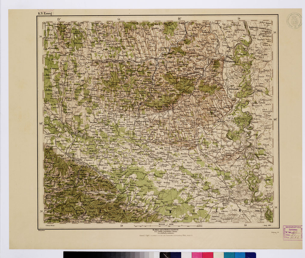 (N:10086) GENERAL KARTE VON CENTRAL EUROPA - K 9 (ESSEG) (B0011816) Carte e stampe antiche: riproduzione a colori su carta (formato A1)