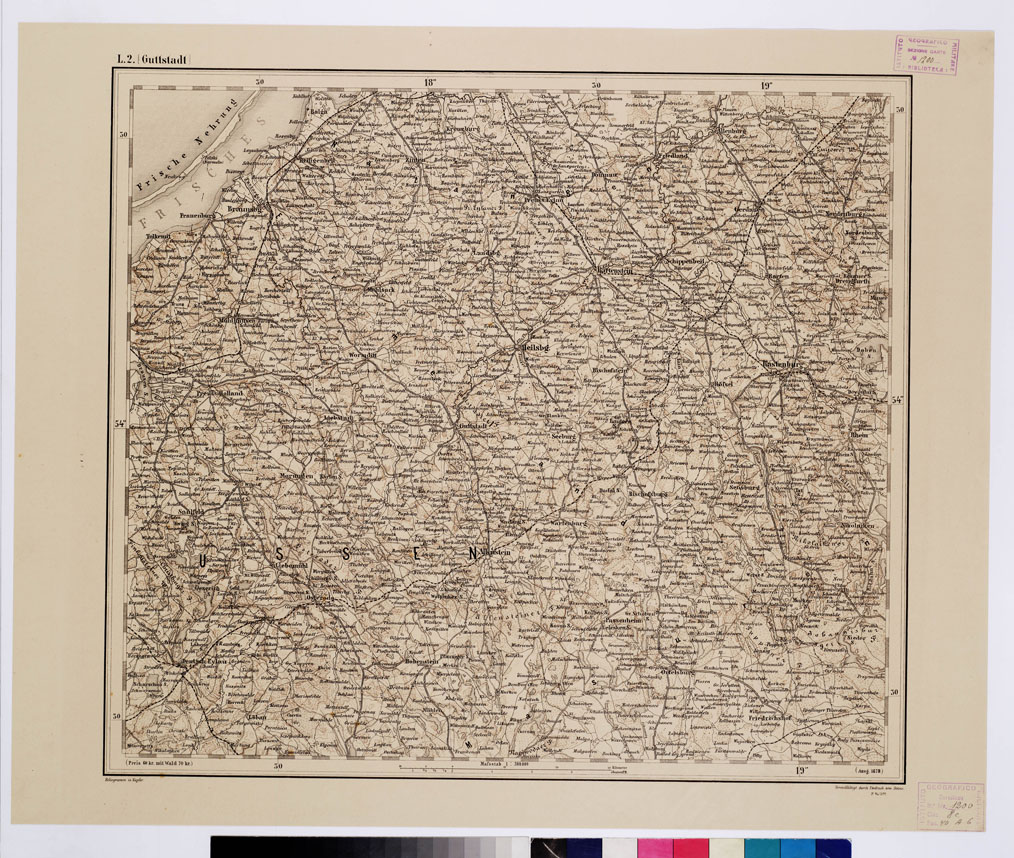 (N:10091) GENERAL KARTE VON CENTRAL EUROPA - L 2 (GUTTSTADT) (B0011821) Carte e stampe antiche: riproduzione a colori su carta (formato A1)
