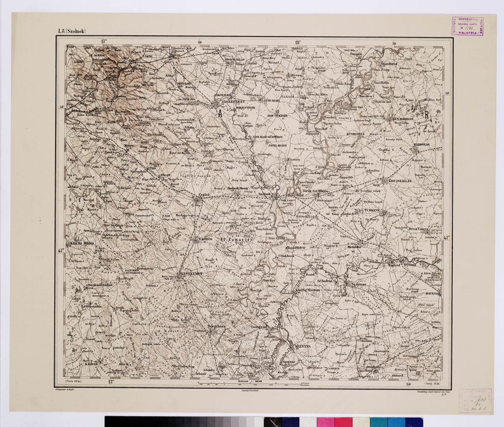 (N:10097) GENERAL KARTE VON CENTRAL EUROPA - L 8 (SZOLNOK) (B0011827) Carte e stampe antiche: riproduzione a colori su carta (formato A1)
