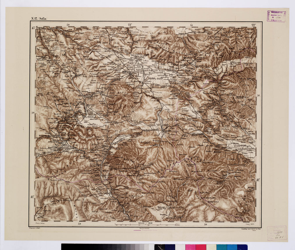 (N:10114) GENERAL KARTE VON CENTRAL EUROPA - N 12 (SOFIA) (B0011855) Carte e stampe antiche: riproduzione a colori su carta (formato A1)