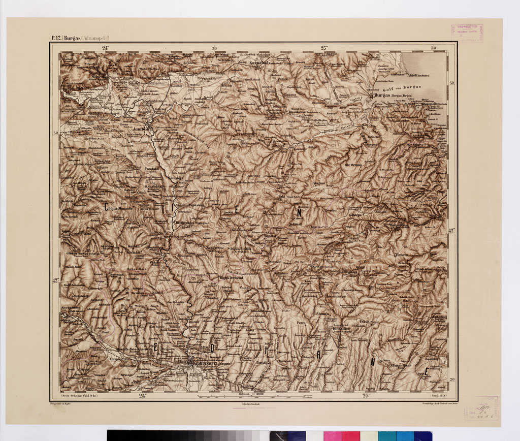 (N:10138) GENERAL KARTE VON CENTRAL EUROPA - P 12 (BURGAS) (B0011879) Carte e stampe antiche: riproduzione a colori su carta (formato A1)