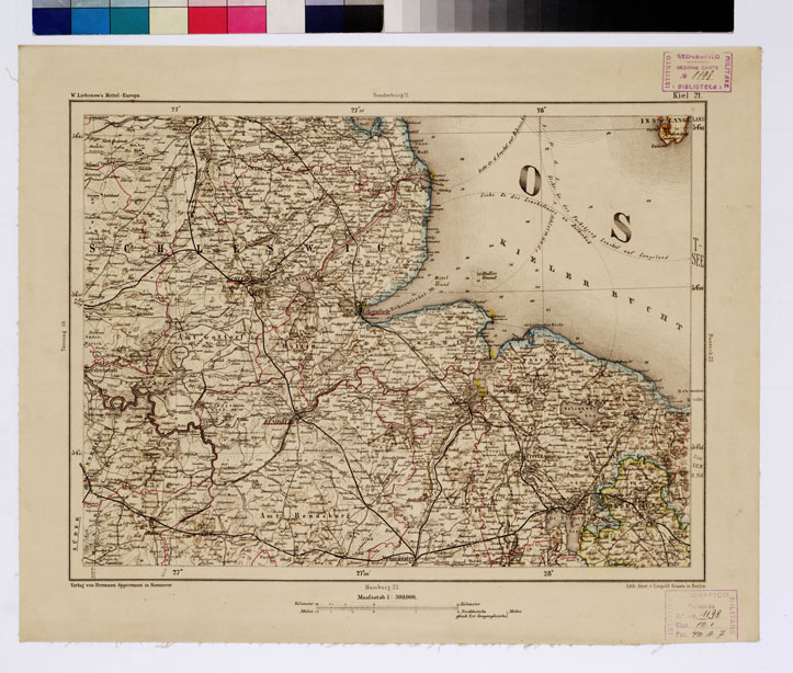 (N:16029) SPECIAL KARTE VON MITTEL EUROPA - KIEL F 21 (B0011921) Carte e stampe antiche: riproduzione a colori su carta (formato A1)