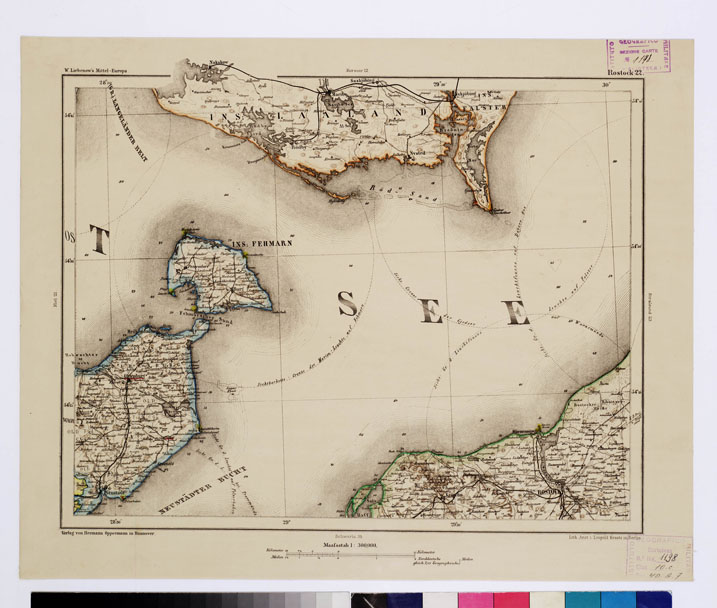 (N:16069) SPECIAL KARTE VON MITTEL EUROPA - ROSTOCK F 22 (B0011922) Carte e stampe antiche: riproduzione a colori su carta (formato A1)